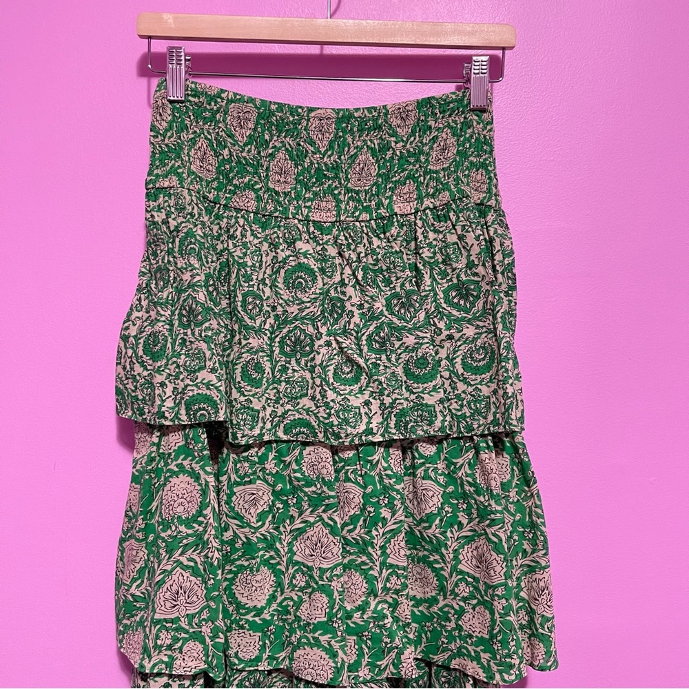 House of Harlow 1960 Tiered Floral Smocked Midi‎ Skirt Women’s Medium - Picture 4 of 10